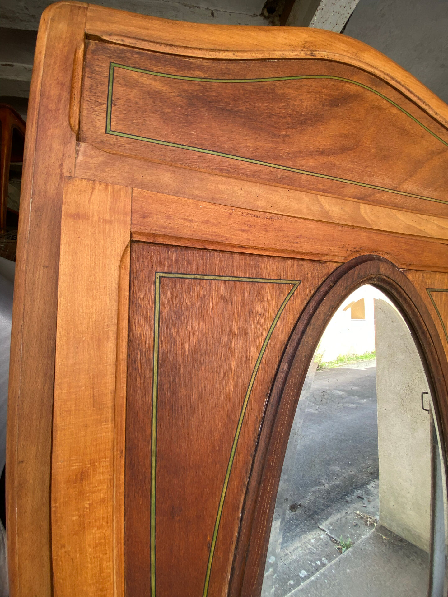 Art Deco wardrobe with oval mirror