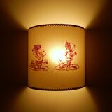 Wall lamp childish red embroidery 80s