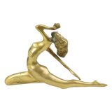 Sculpture de style Art déco femme nue en laiton massif