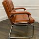 Vintage camel leather and chrome executive chair - Italian design by Co.Fe.Mo - 80's