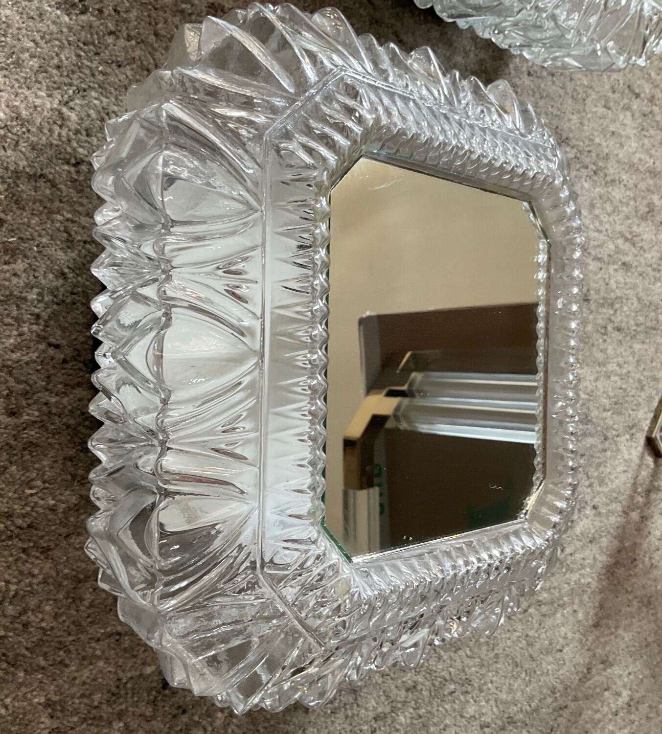 Pair of vintage 70s sconces in molded glass