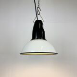 Industrial soviet white enamel pendant light, 1960s