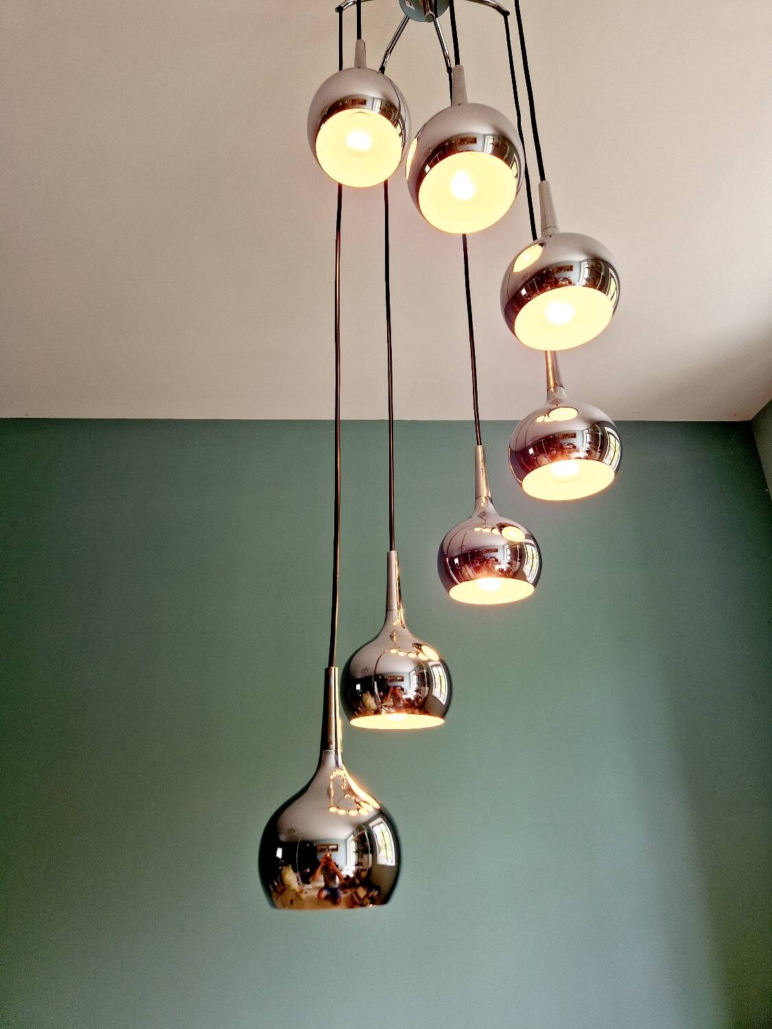 Large waterfall chandelier, design Hans-Agne Jakobsson, 1960-70