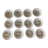 Set of 12 porcelain cheese plates