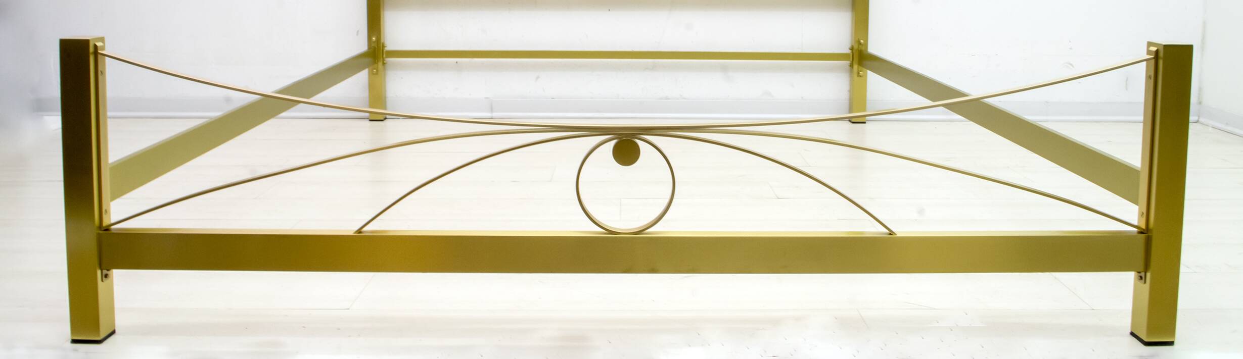 Mid-Century Modern Gilded and Satin Brass Double Bed, 1970