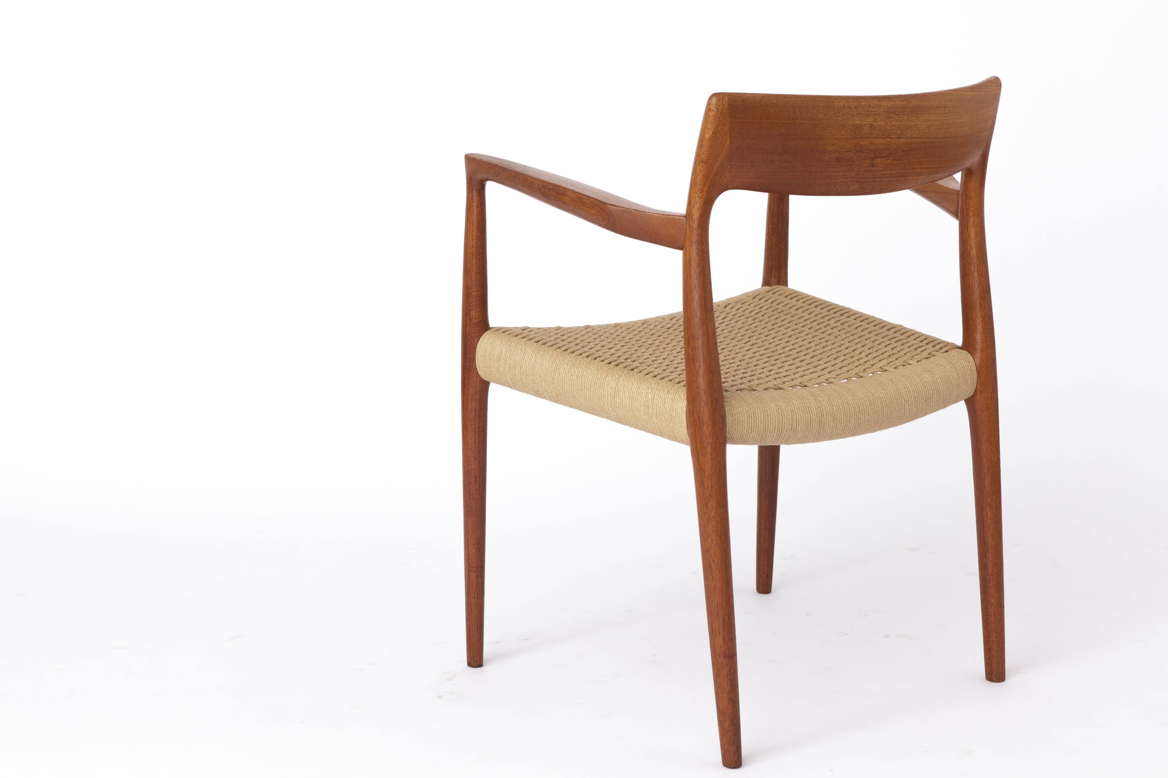 1 of 2 Niels Moller armchair, model 57, 1950s Vintage, paper cord seat,