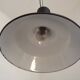 French Vintage 1950s Industrial Light In Black Metal White Enamal & Brass
