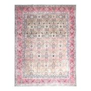 1970s Vintage Persian Handmade Wool Cotton Light Tan Area Rug 285x387