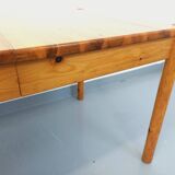 Vintage 60s 70s pine rectangular dining table with extension