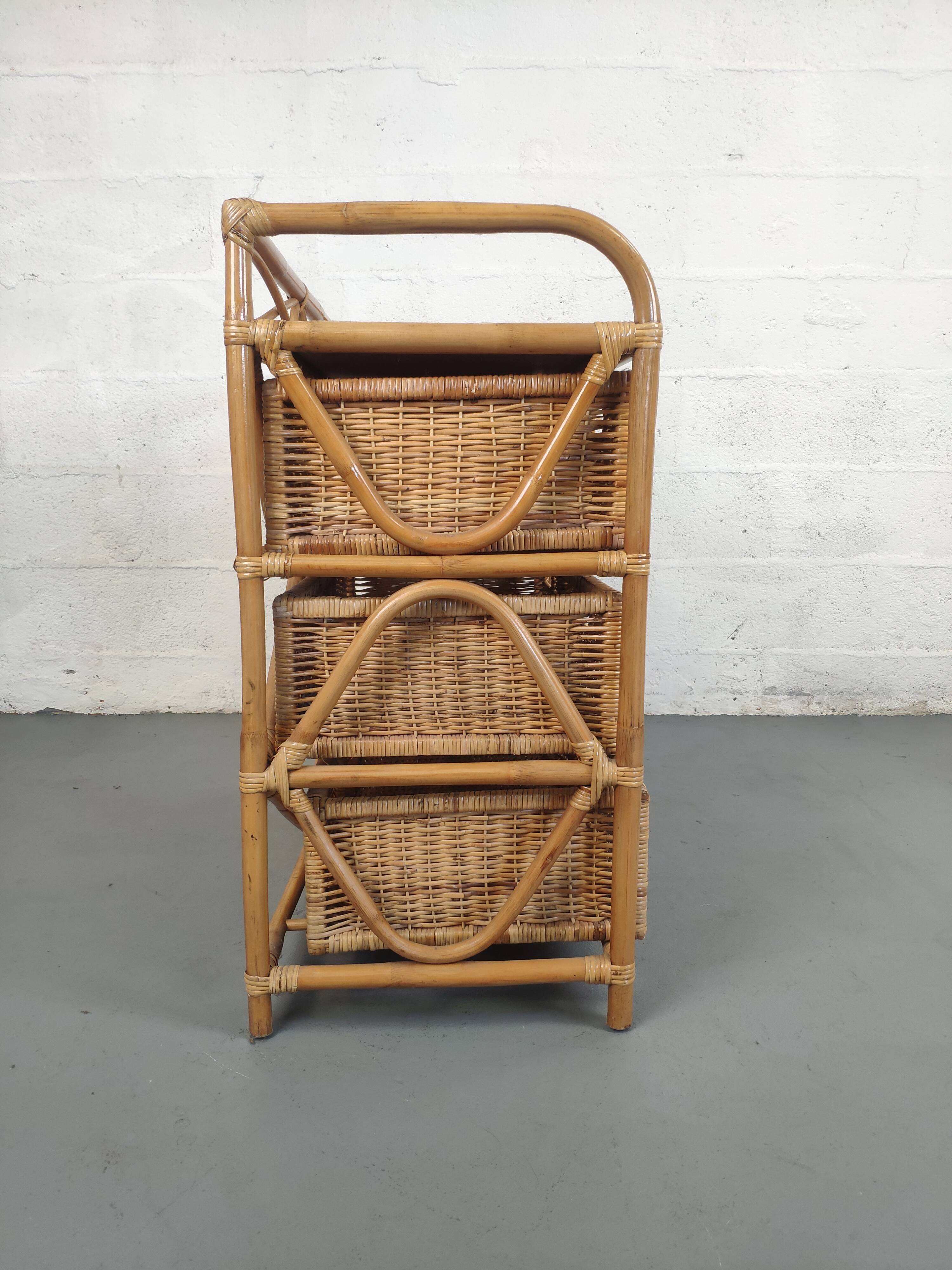 Chest of drawers 4 rattan drawers
