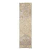 Tapis couloir en laine et coton fait main Oushak turc des années 1970, 92x337.