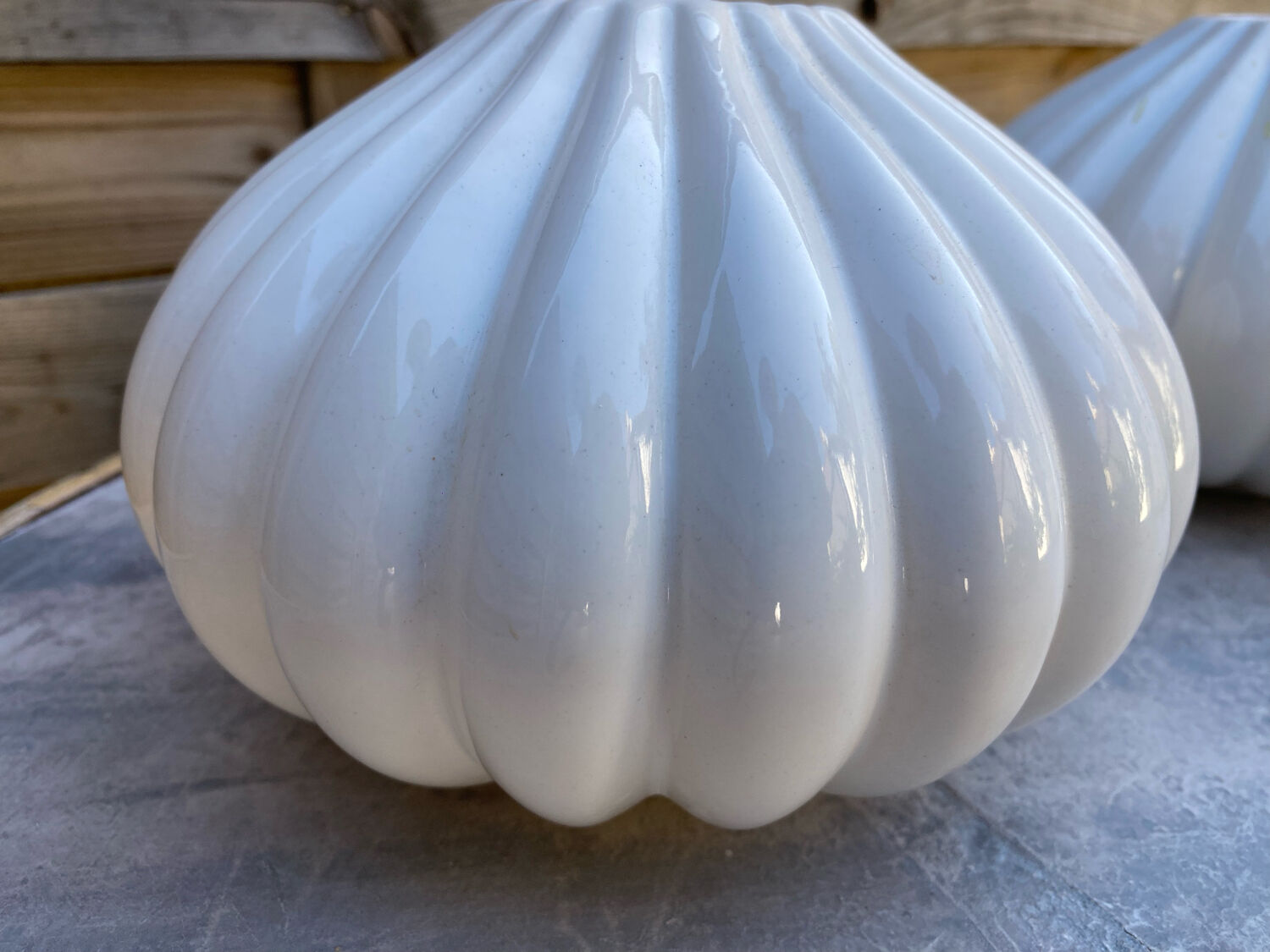 Pair of 2 polylobed round vases