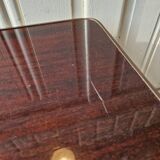 Set of 2 nesting tables in exotic wood veneer, tapered legs and
