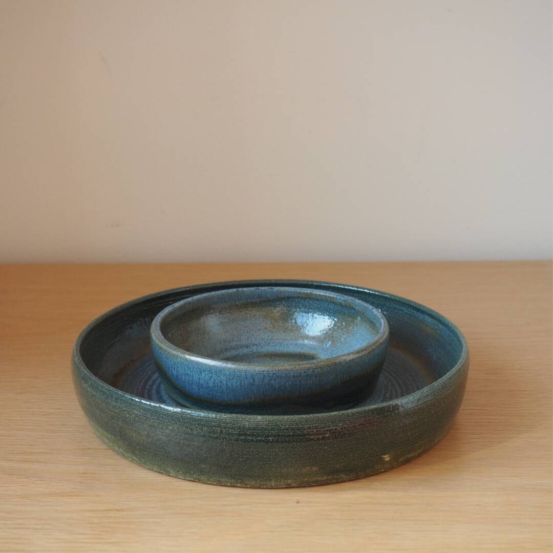 Artisan Ceramic Serving Dish Bowl -Independent Pottery Studio - 1970s, the Netherlands