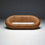 Canapé en osier tressé, style milieu du XXe siècle, France, années 1970