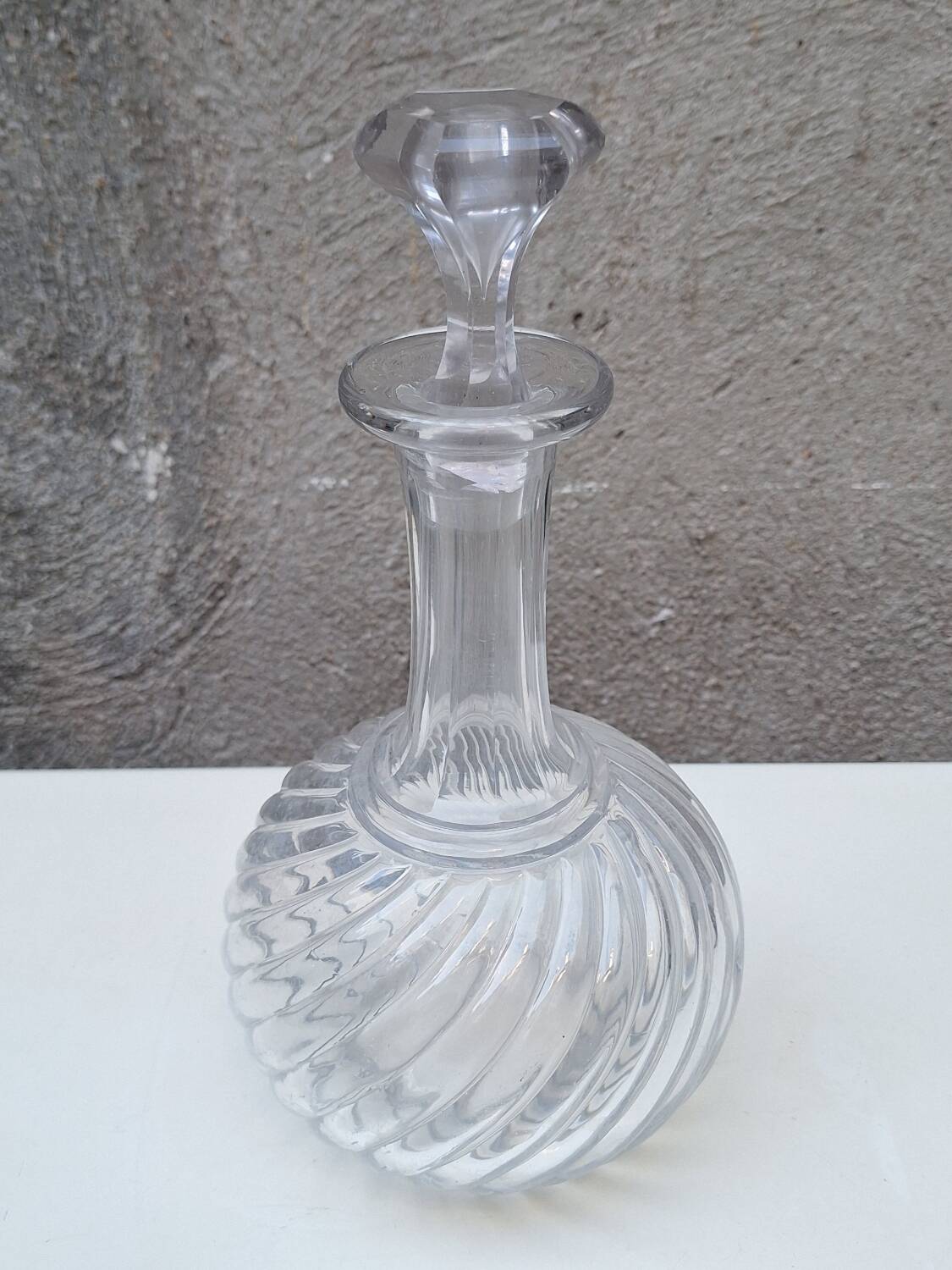 Baccarat molded crystal decanter, twisted bamboo