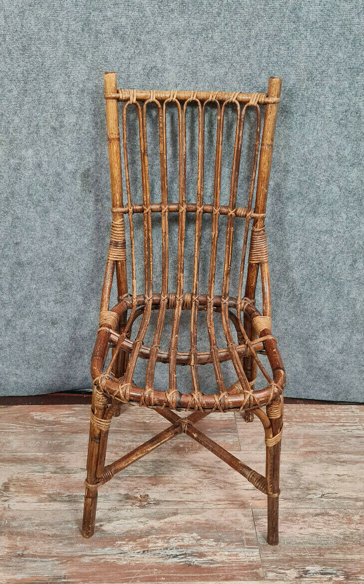 Series of 6 park chairs and rattan garden around 1940-1950