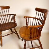 Paire de fauteuils anglais Windsor à barrettes (années 60)