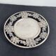 Vintage, round dish, silver metal, stylized leaf and rose decoration, French work, France