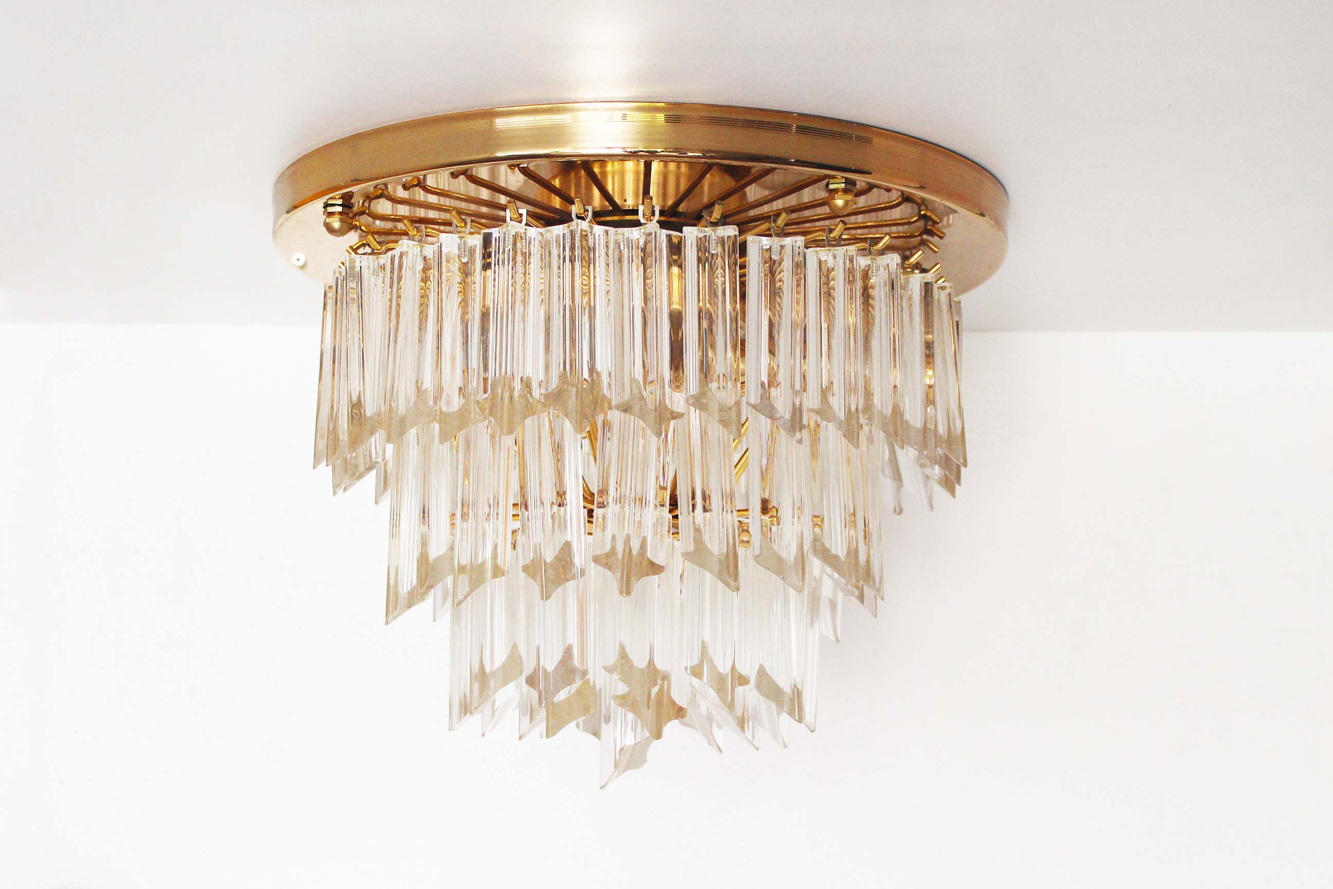 Incredible and large 'Triedri' flush mount light by Paolo Venini for Venini