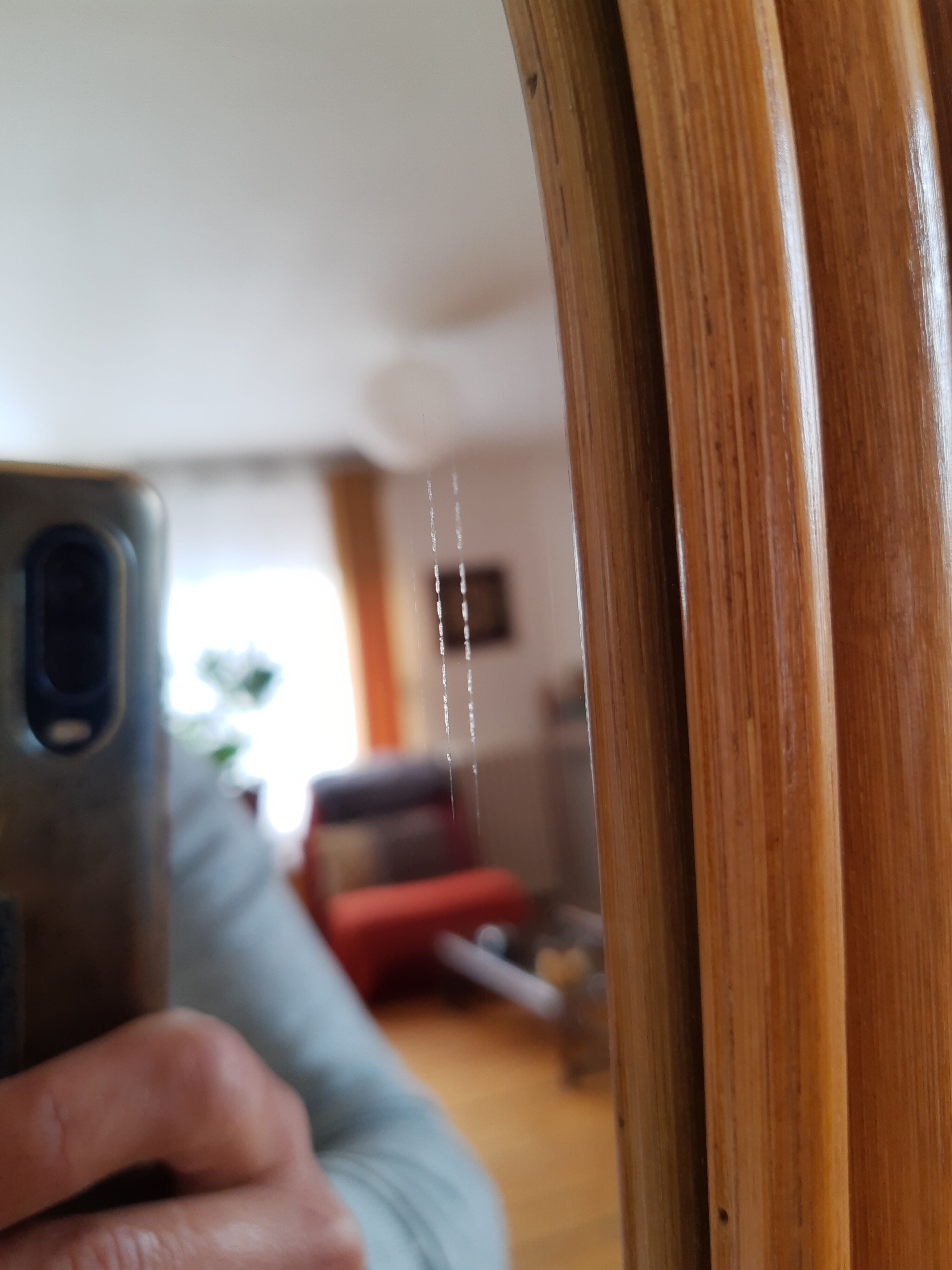 Vintage bamboo psyche mirror 38x150cm