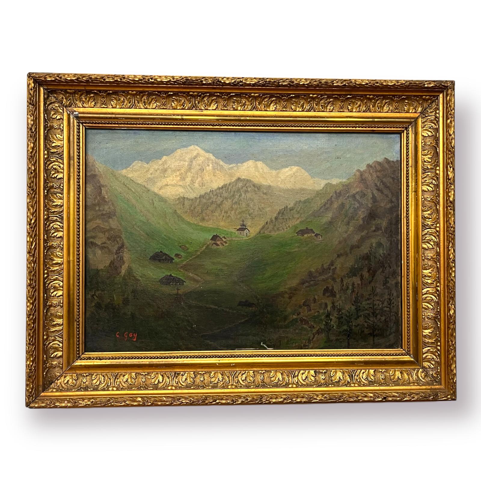 Oil on canvas of the Col des Aravis in Haute-Savoie
