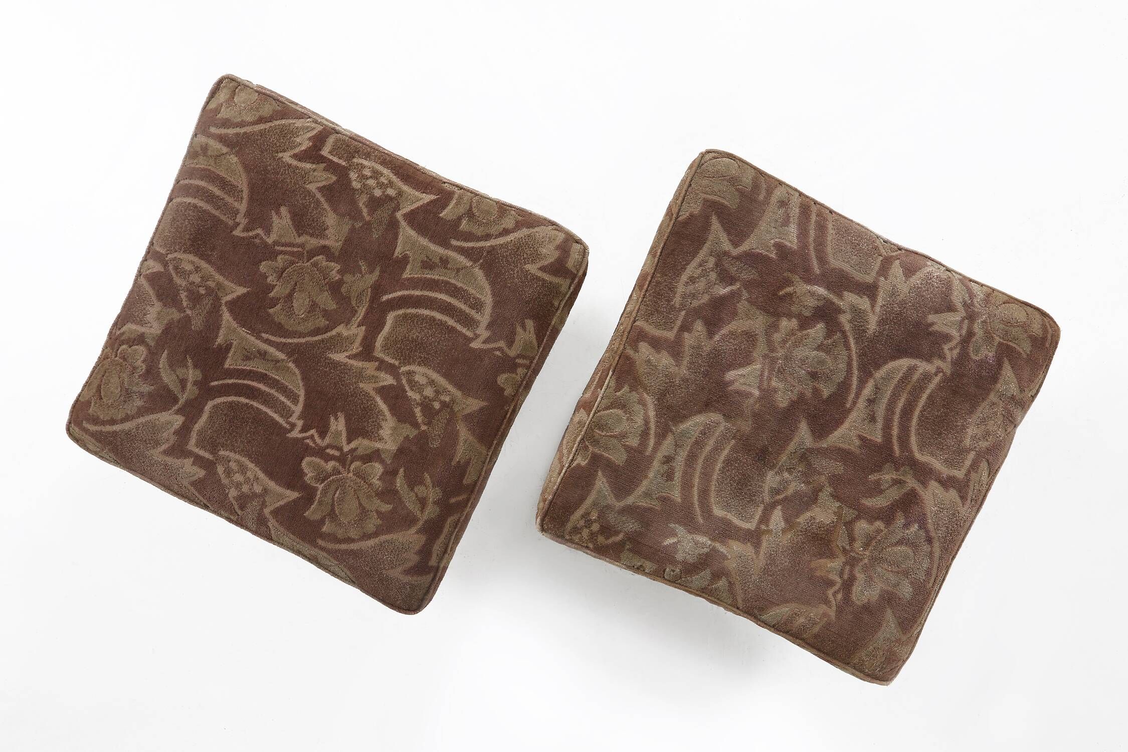 Set of 2 Art Deco poufs with original upholstery, France 1930