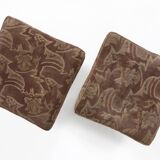 Set of 2 Art Deco poufs with original upholstery, France 1930