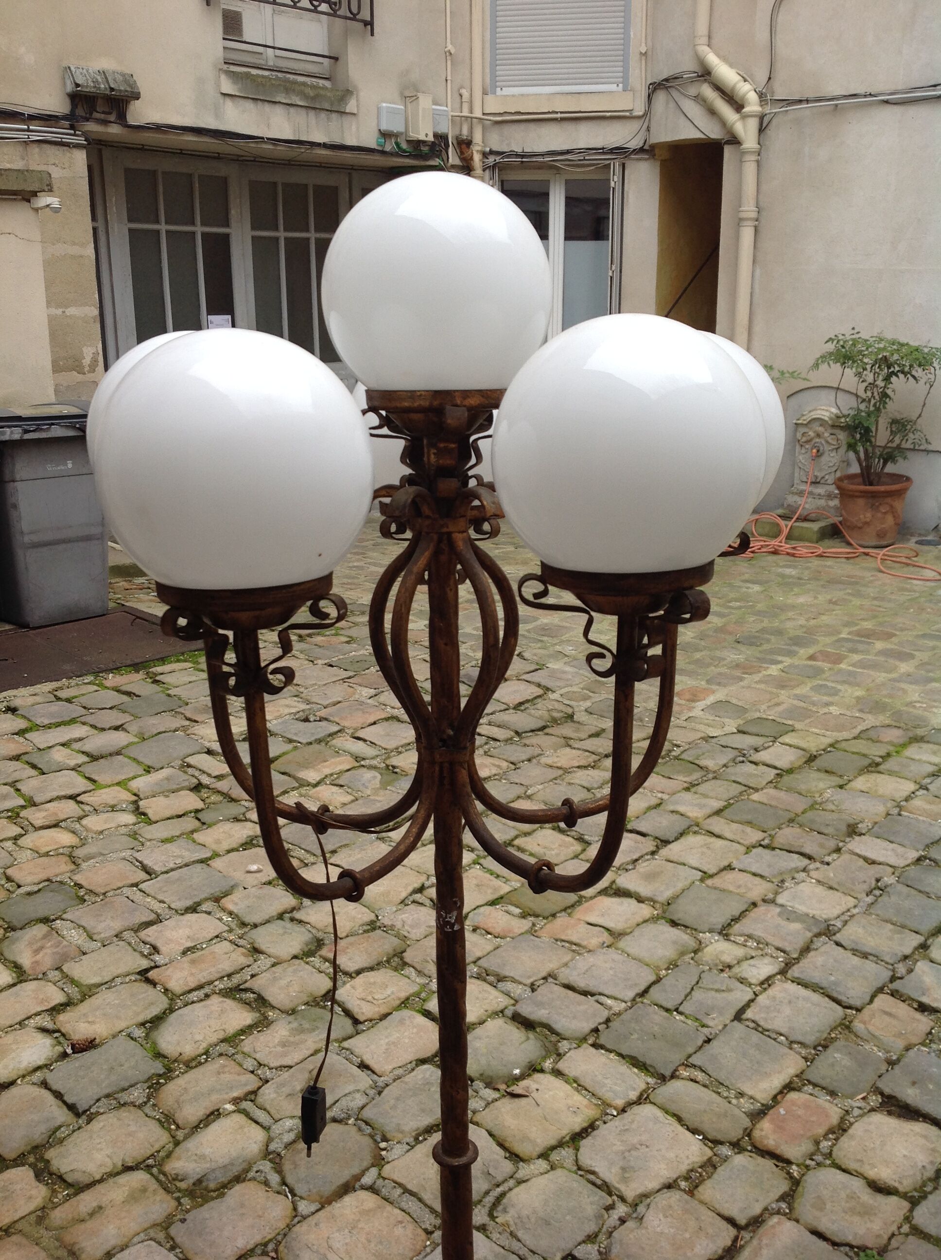 Vintage gold metal floor lamp, 70s
