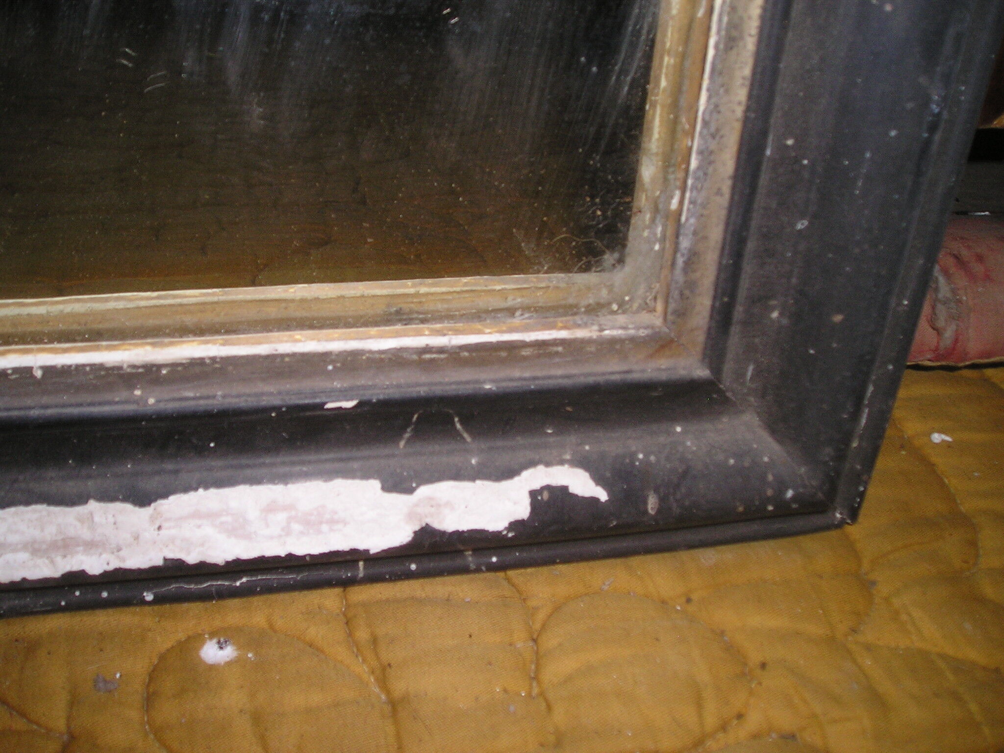 Antique wall mirror in wood and blackened stucco 43x55cm