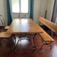 Dining set (two chairs, one armchair, one bench, and one table)