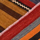 6x9 Green Orange Striped Turkish Vintage Kilim Rug 174x272Cm SK 2311