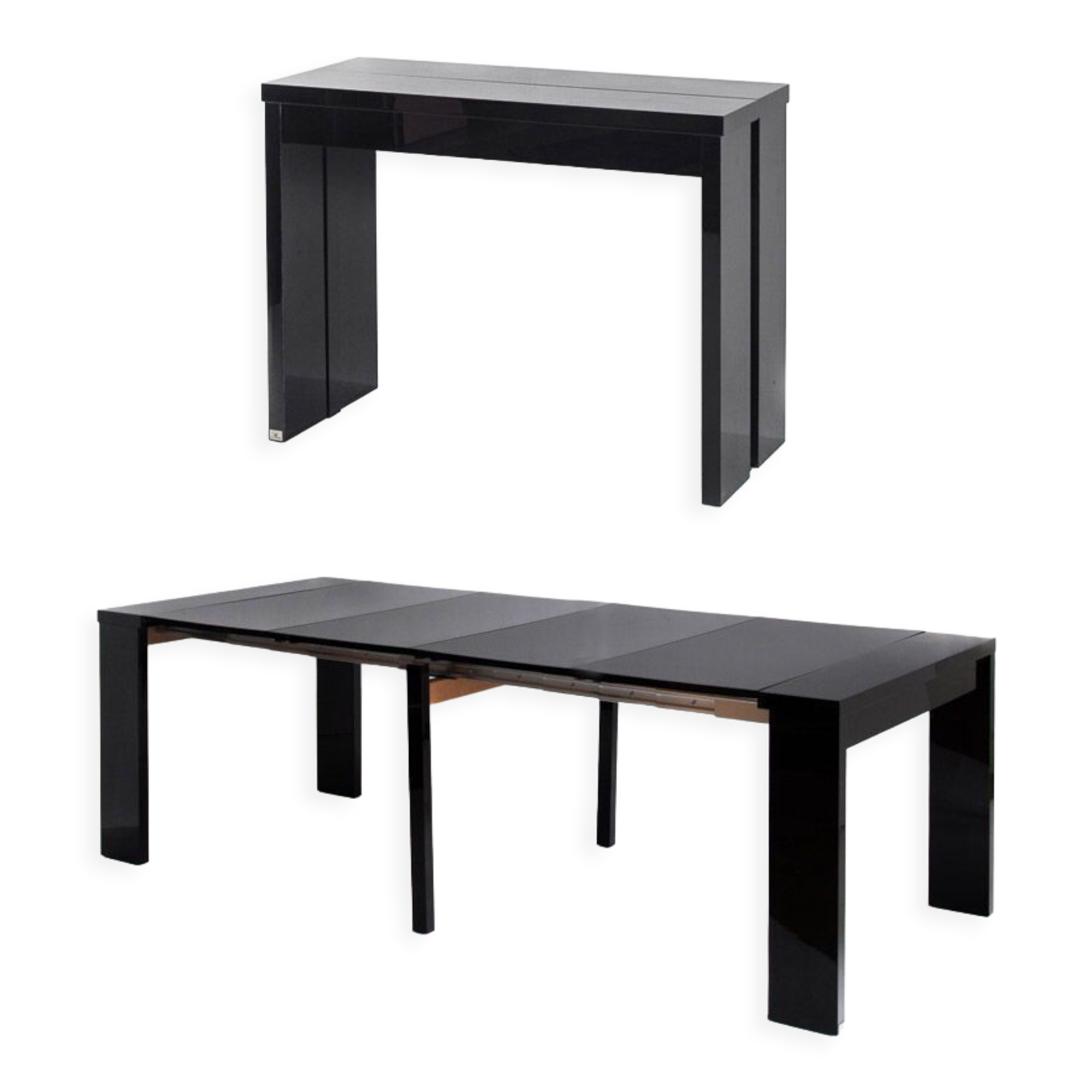 Vintage extendable table / console in lacquered wood by Paul Michel, France 1990