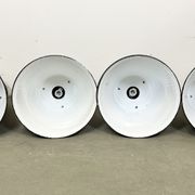 Set of 4 Industrial  Black Enamel Pendant Lamps from Elektrosvit, 1970s