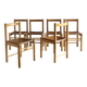 6 beech wood cognac leather chairs | Ibisco | Italy | 1960s