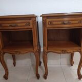 2 Louis XV style cherry wood bedside tables