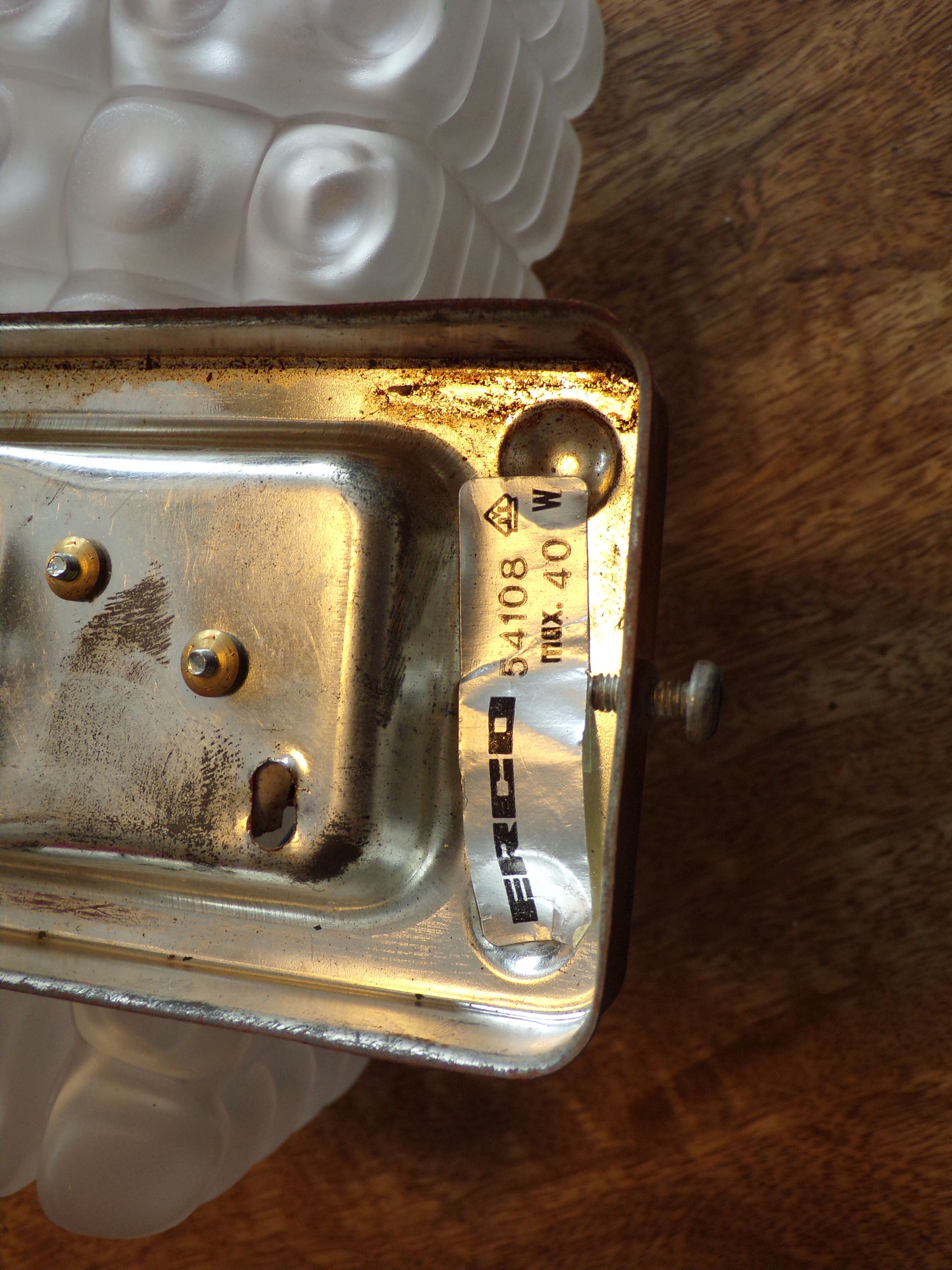 Erco wall lamp in molded blown glass