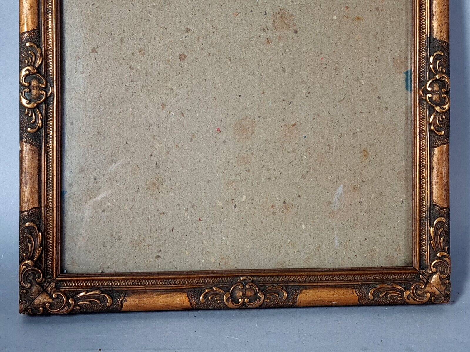 Old square frame 27x27 foliage 24x24 cm gilded stucco wood + glass SB113