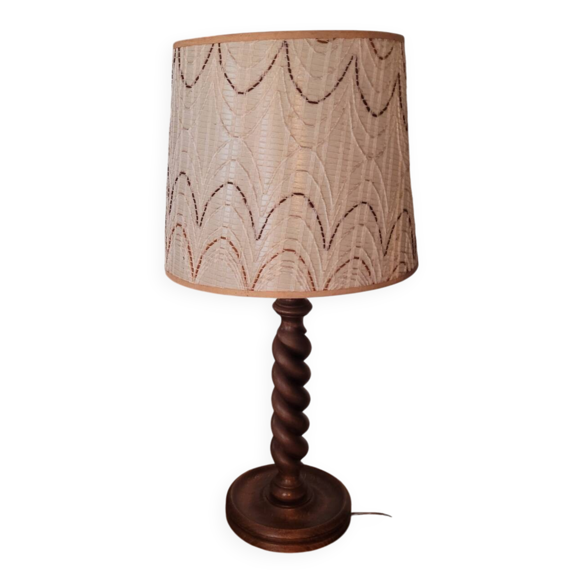 70s spiral turned wood lamp