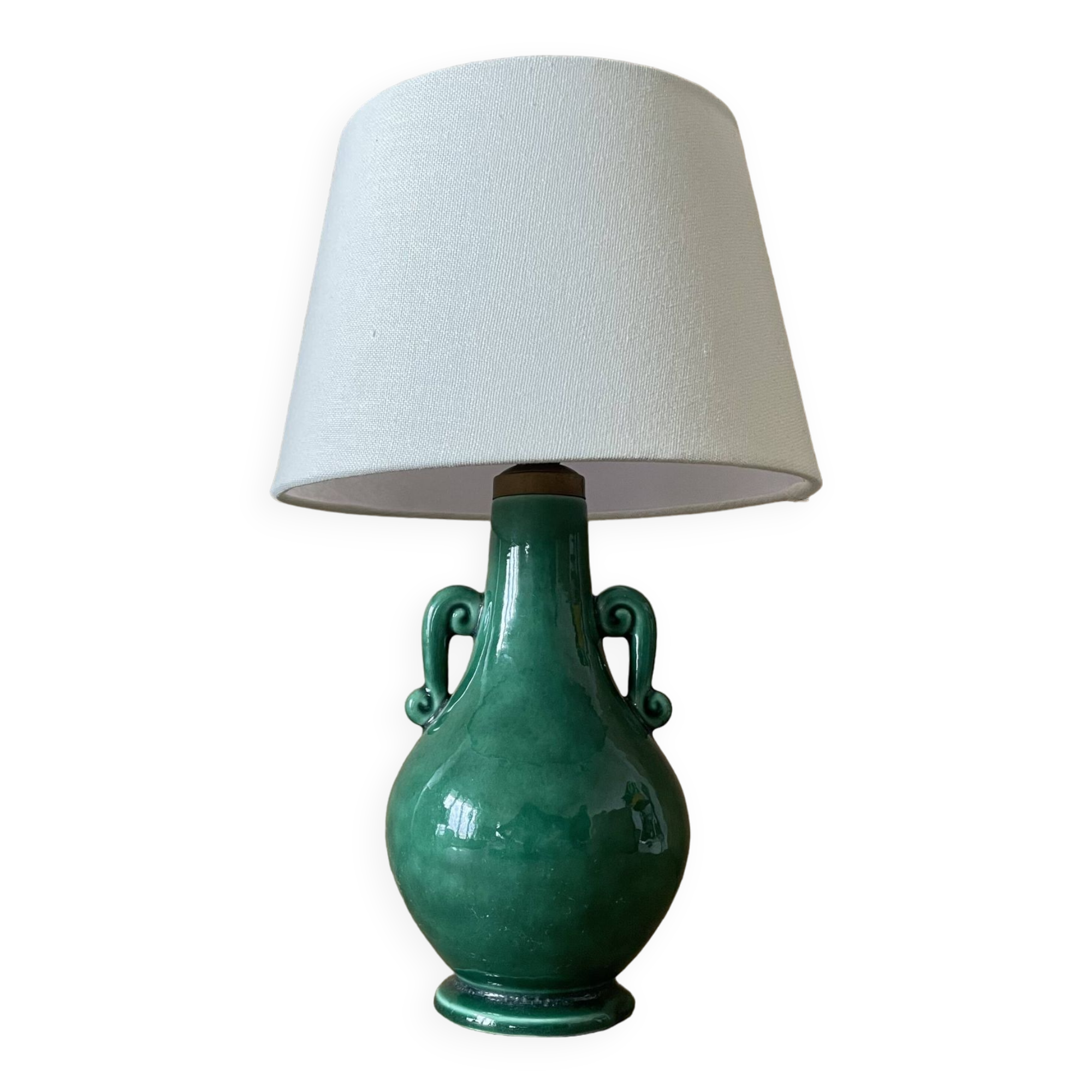 Old green ceramic lamp