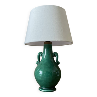 Lampe en céramique verte ancienne