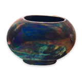 Round iridescent ceramic vase