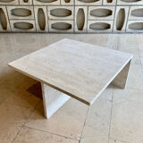 Square travertine coffee table by Giusti and Di Rosa for UP&UP