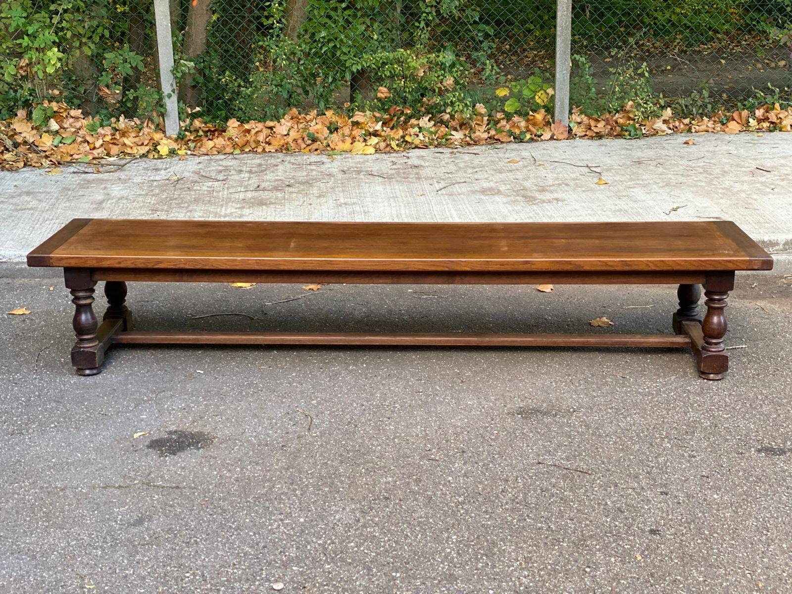 Vintage 19th-century farmhouse bench in solid wood, 250cm