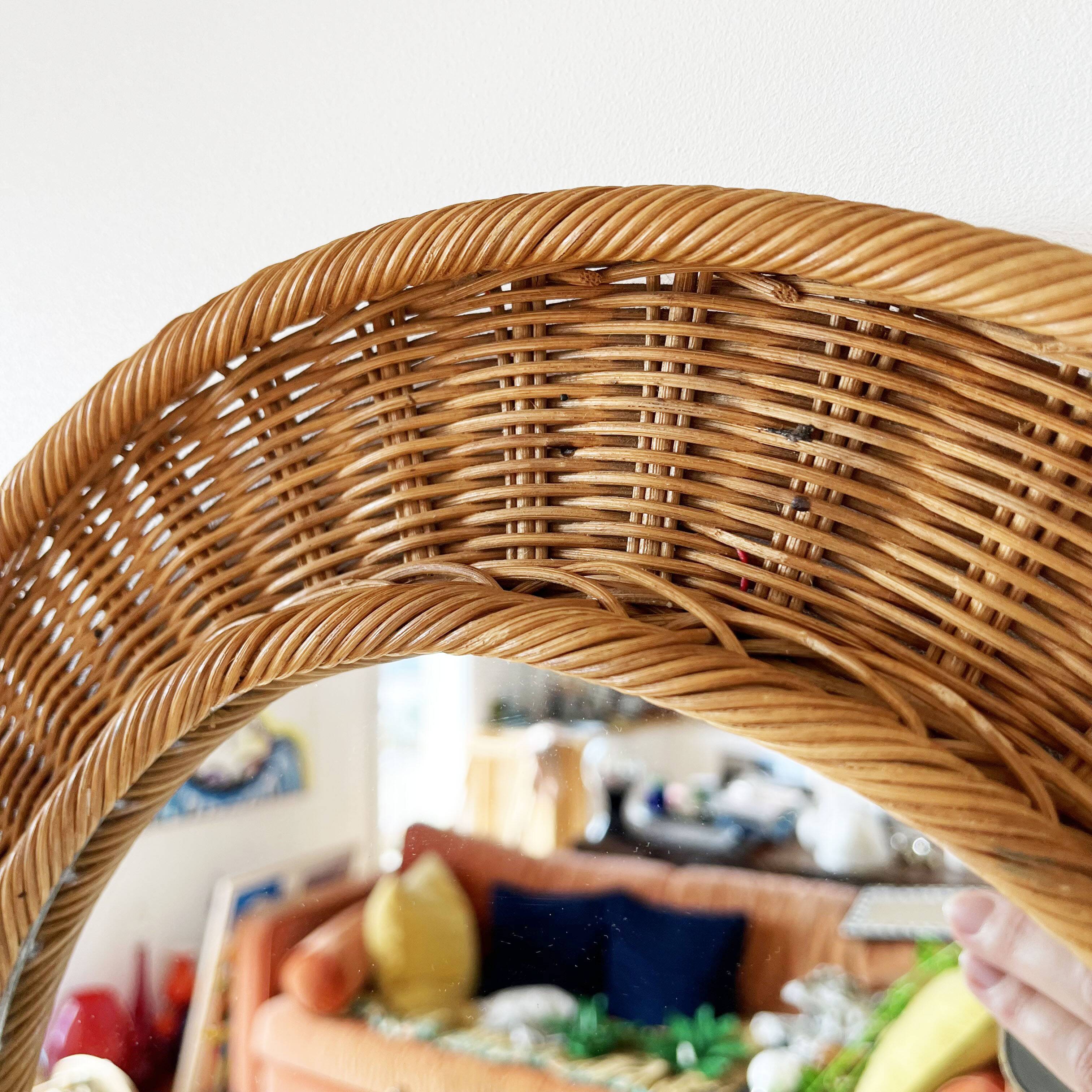 Round wicker mirror 1960