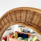 Round wicker mirror 1960