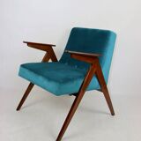 Fauteuil Bunny Vert Pétrole attribué à Józef Chierowski, 1970