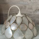Vintage mother-of-pearl and brass pendant lamp