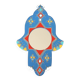Moroccan painted wooden mirror in the shape of a hand, 1970s