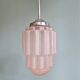 Art Deco Skyscraper pendant light in pink cracked glass